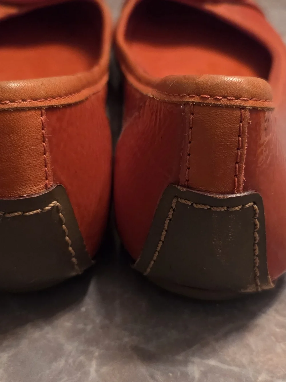 Tory Burch Orange Patent Leather Logo Ballet Flats